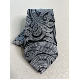 Michael by Michael Kors Black and Blue Paisley Pattern 100% Silk Designer Tie